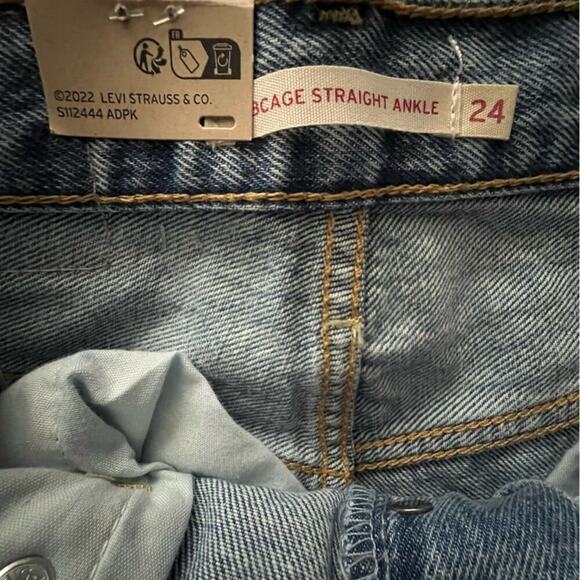 Levi's Ribcage Ripped High Waist Ankle Straight Leg Jeans - Picture 11 of 14